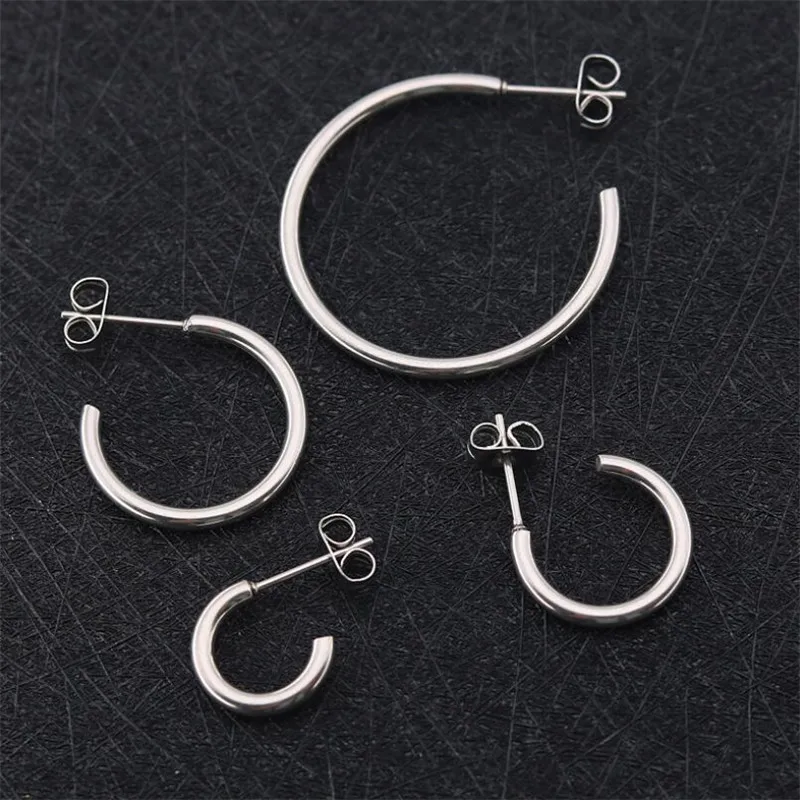Stud Earrings Brief Hook Design For Women Men Stainless Steel Earring IP Plating No Fade Allergy Free