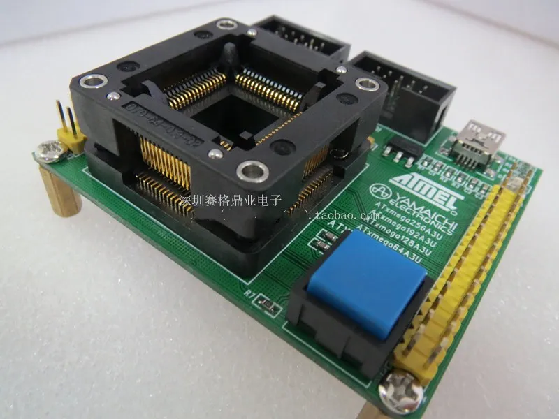 Opentop TQFP64 ATxmega128A3U ATxmega64A3U IC Burning Test Adapter seat Socket bench in the stock free shipping