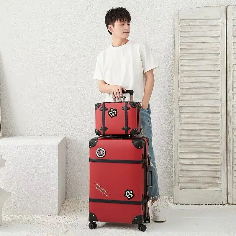 Hot!New Retro Travel Bag Rolling Luggage sets,12"20"24"26"28"inch Women Trolley Suitcases with Cosmetic case handbag on Wheels