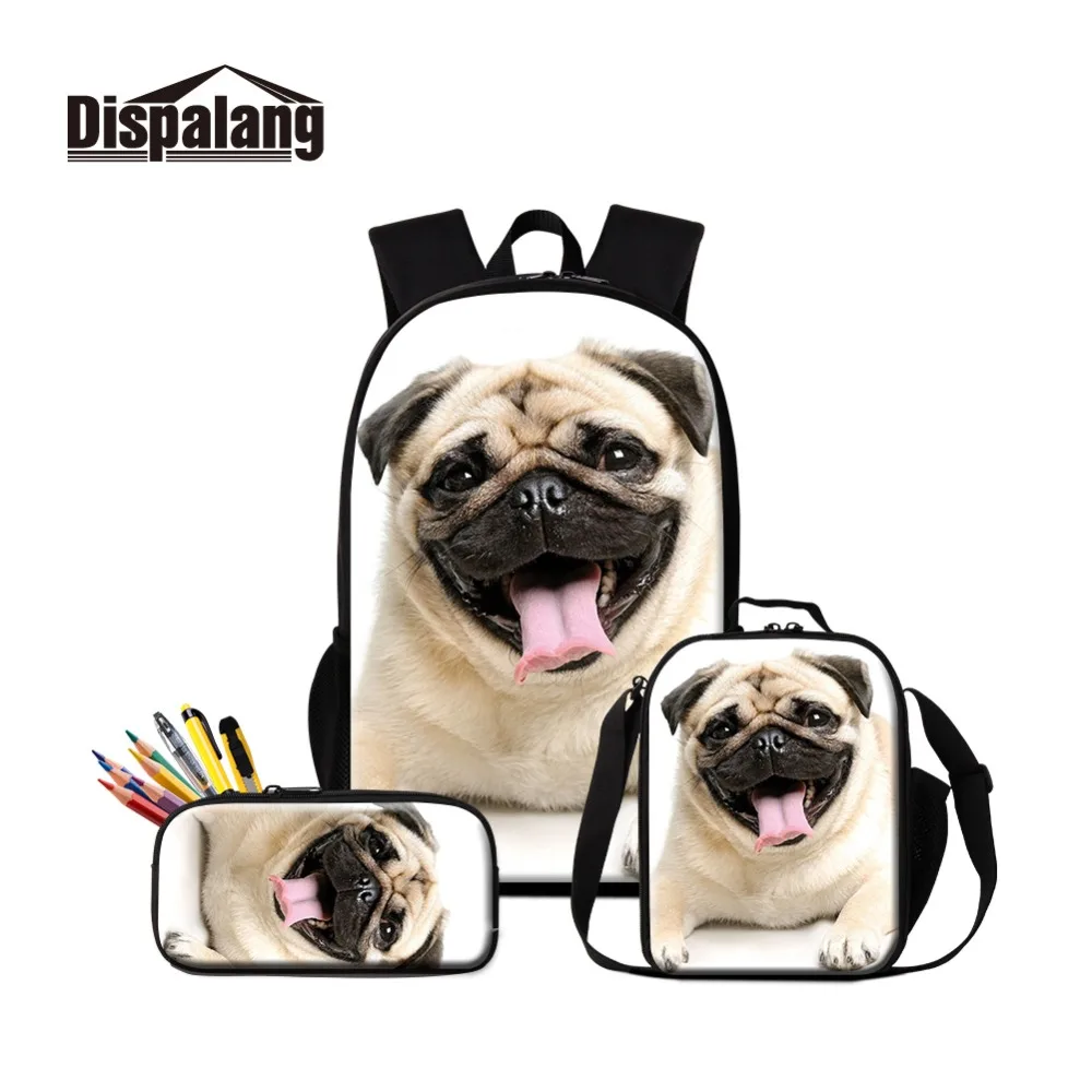 

Dispalang High Quality Sublimation Print Boys Knapsack and Lunch Pouch Case Cute Dog Animal Pen Box Backpack Apply to Students