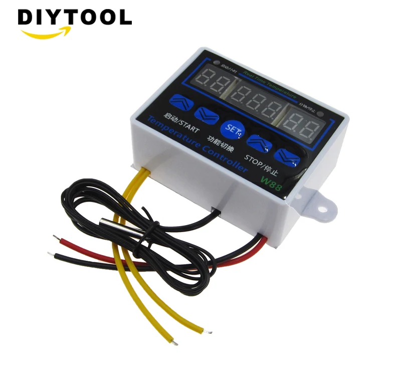 W88 12V/24V/220V Temperature Controller Digital LED Temperature Controller Thermometer Thermo Controller Switch Probe