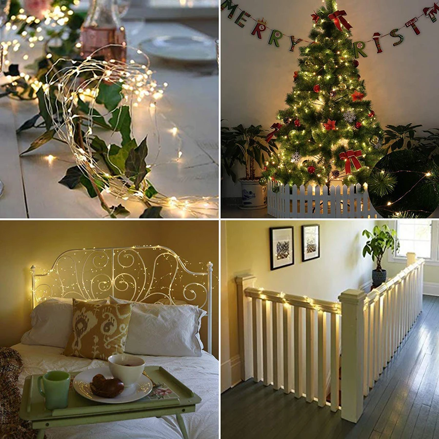 20X2M 400 LED Copper wire Fairy String Lights LED Vines Branch lights for Christmas Tree Party Decor with DC 12V 2A Adapter