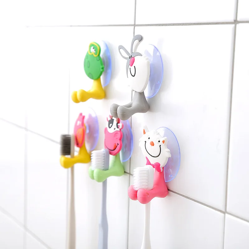 luluhut 1PC Cartoon toothbrush holder wall mounted cute tooth brush holder bathroom accessories organizer for toothbrushes