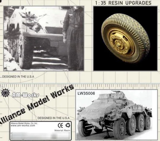 1/35 Scale Sd.Kfz. 234 Wheels w/ Brake Drums Set #2 (no tank) Military Model Resin Accessory