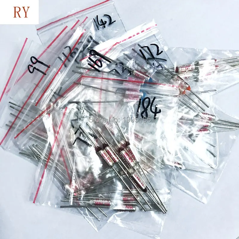 16 Values=80pcs Assortment Kit Thermal Fuse 10A 250V Thermal Cutoffs 73C degree - 240C Degree Temperature Fuse Switch RY-113 240