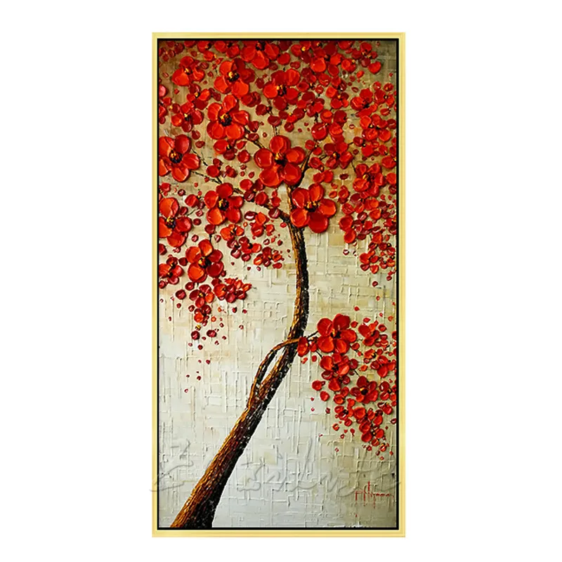 Canvas Painting Hand Painted palette knife 3D texture Flower Tree Wall Pictures For Living Room Christmas decorations for home28