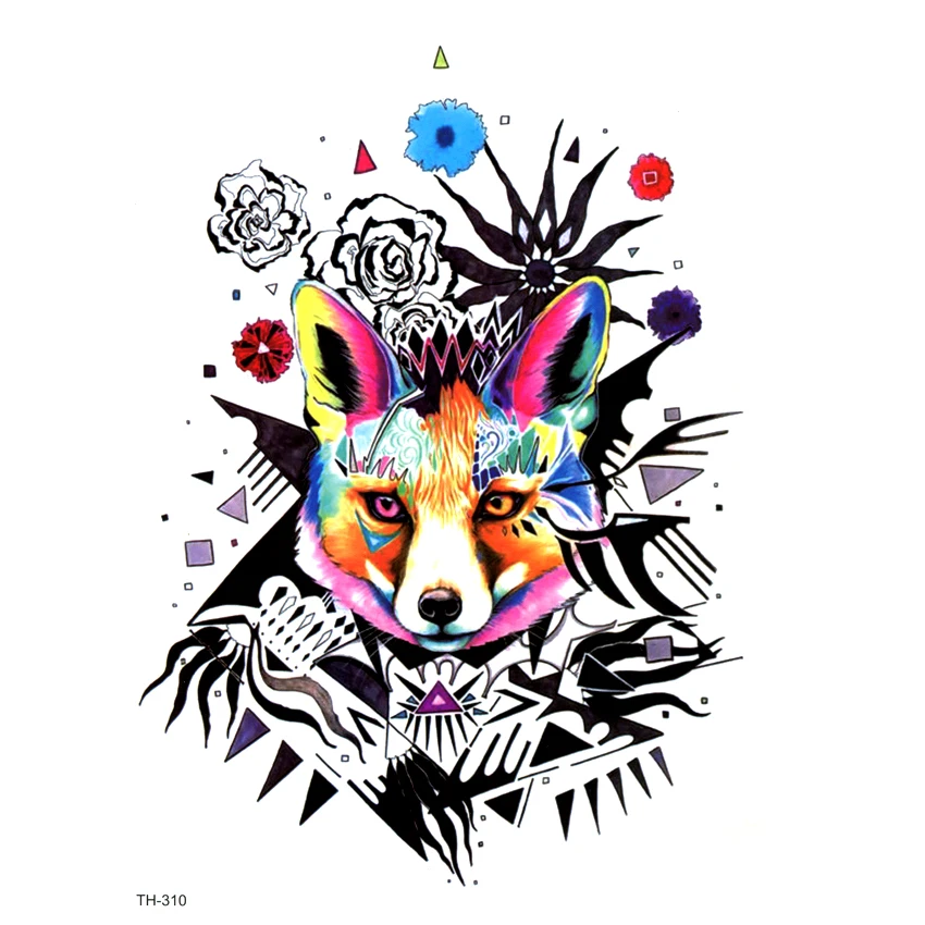 

Colorful Wolf Waterproof Temporary Tattoo Sticker Beauty Tatoo Women Tattoo sleeve kids Tatuajes Temporales Fake Tattoo