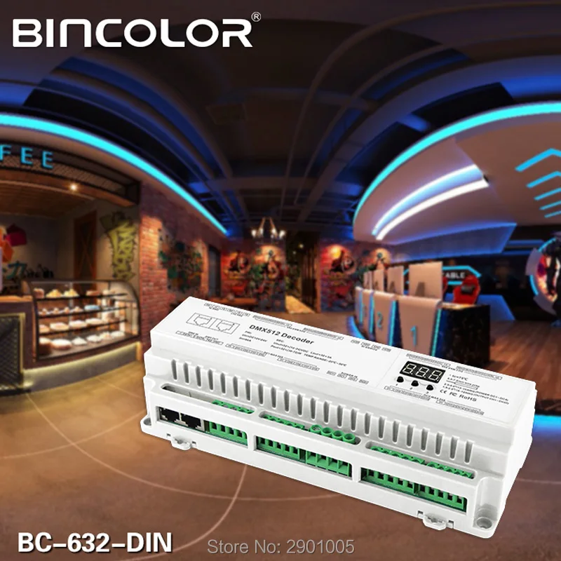 New arrival DIN Rail 24CH 32CH 40CH DMX512 Constant Voltage PWM Decoder  3 digital display shows large-scale projects Controller