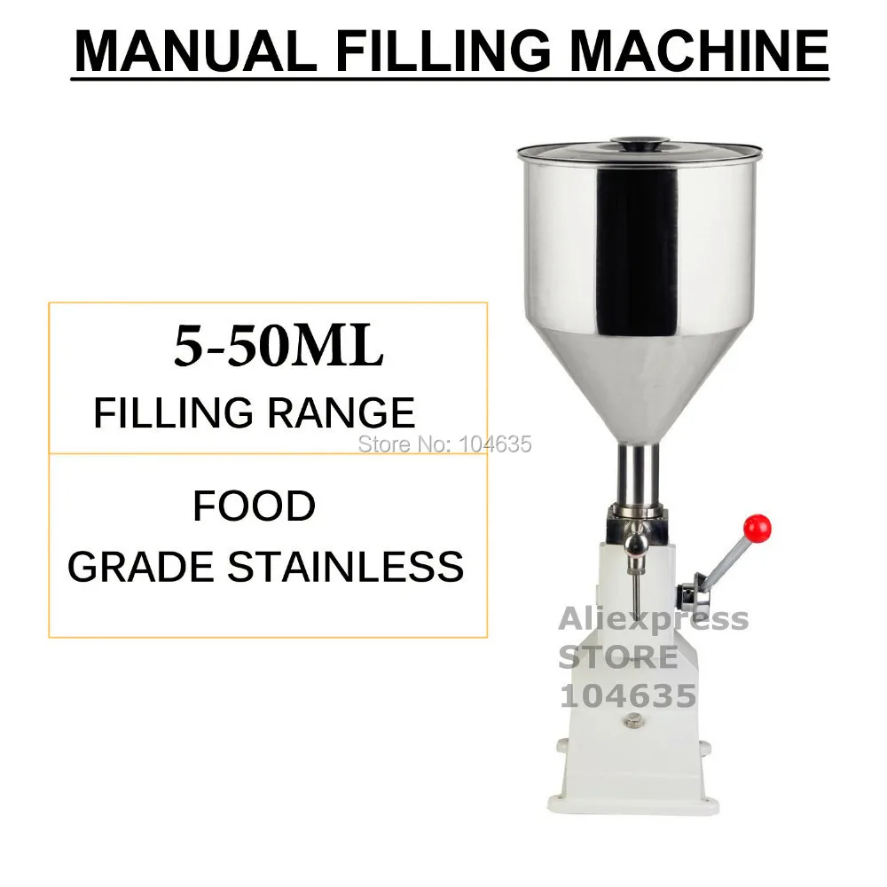 

Manual Cream Filling Machine Stainless Steel lipgloss Paste Liquid Filling Machine With 10L Hopper Bottle Filler Machine 5-50ML