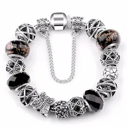 2023Silver Plated Handmade Charm Bracelets For Women Owl Star Charm Bracelets & Bangles Girl Pulseras