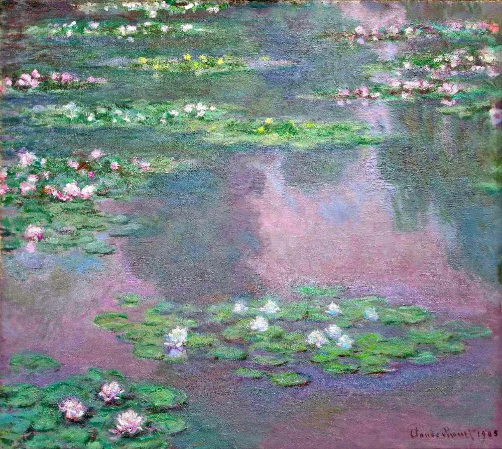 100% handmade landscape oil painting reproduction on linen canvas,water-lilies-9 by claude monet