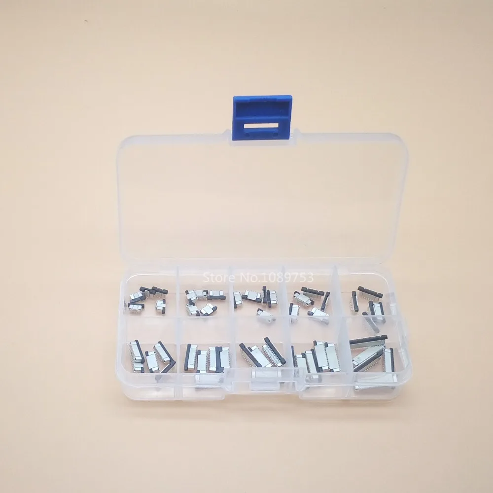 50Pcs/lot 0.5mm 4/6/8/10/12/14/16/20/24/30P Vertical Type FFC FPC Socket 0.5mm Pitch Flexible Flat Cable Connector