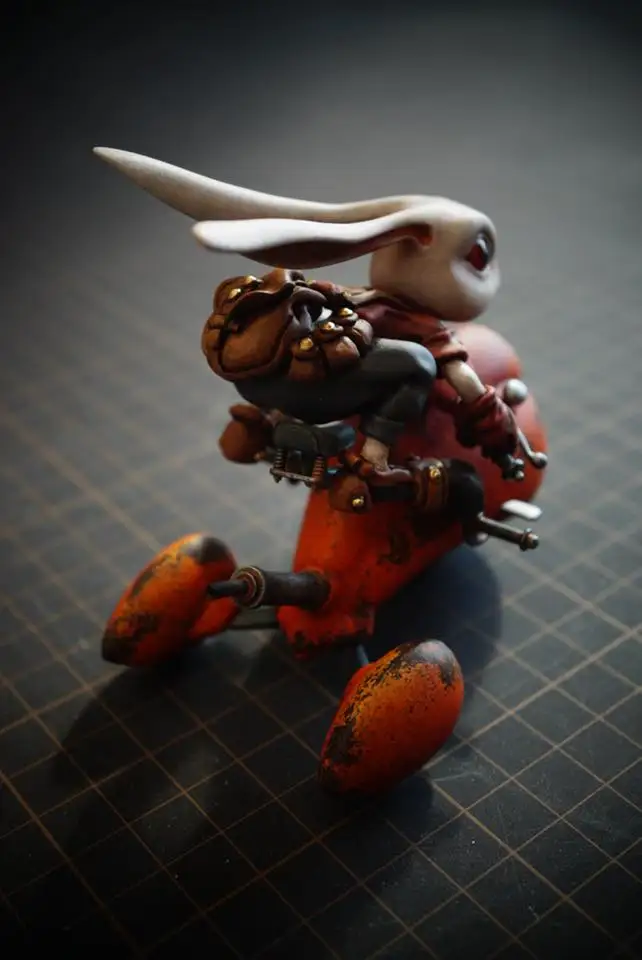 Unpainted Kit  1/12  Lovely Rabbit with Moto    figure Historical  Resin kit miniature model