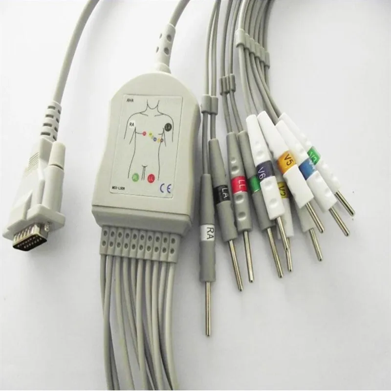 

Compatible For Silerr AT1/ AT2 /CS6/ CS100/AT101 ECG EKG Cable with Leadwires 10 Leads Medical EKG Cable Din 3.0 End AHA