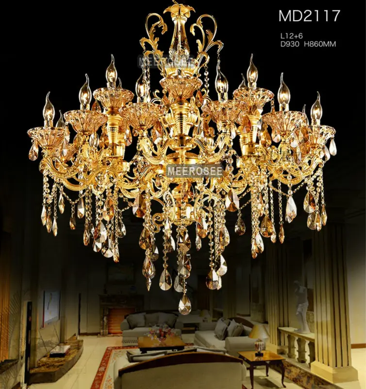 Large Gold Crystal Chandelier Lighting Big Gold Pendant Light Fixture Home Lighting for Liiving Room Hotel Project MD2117