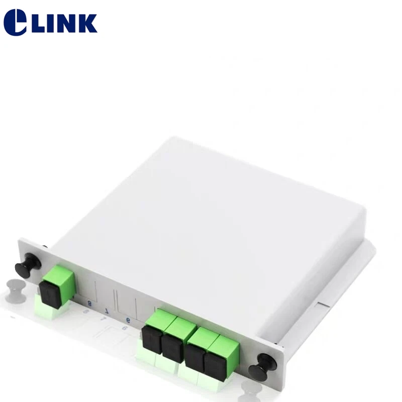 

1x4 LGX box fiber Splitter 6pcs GEPON FTTH SM SC/APC optical PLC coupler 1*4 Cassette GPON splitter ELINK Plannar wavelength