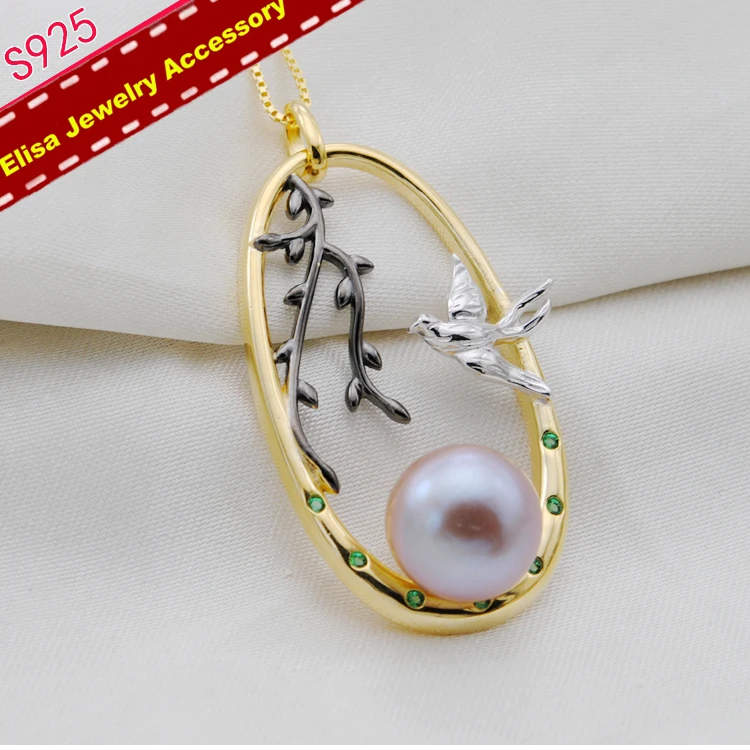 2Pieces/Lot Spring View Design Pendant Holder S925 Sterling Silver Pendant Settings Women DIY Pendant Jewelry Findings