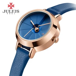 Design coreano relógio de pulso de quartzo feminino azul couro montre femme 30m senhoras finas à prova dwaterproof água dial 23mm whatch reloj JA-979