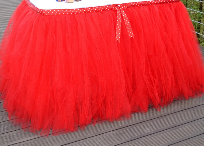 Hotsale quality wedding table skirting Creative Christmas birthday party table skirts cute bow table skirt