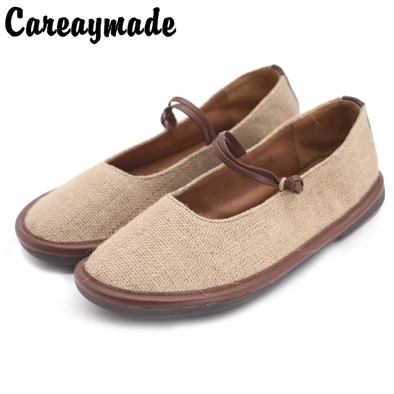 Careaymade-Original Cotton and Hemp Handmade Customized Round Head Shallow Mouth Leisure Comfortable Retro-classi shoes