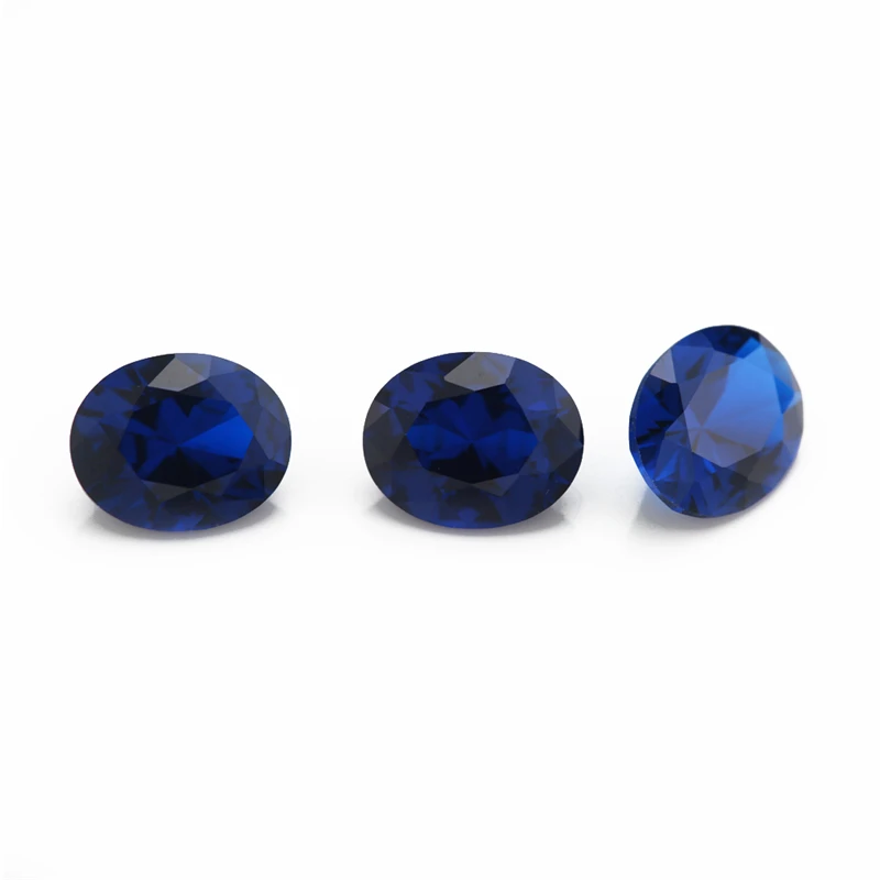 Oval geschliffene, synthetische Spinell-Blau-Steine in verschiedenen Größen (3x5mm bis 10x12mm) für die Schmuckherstellung, einschließlich der Größen 106, 109, 112, 113, 114, 120. – Detail 2