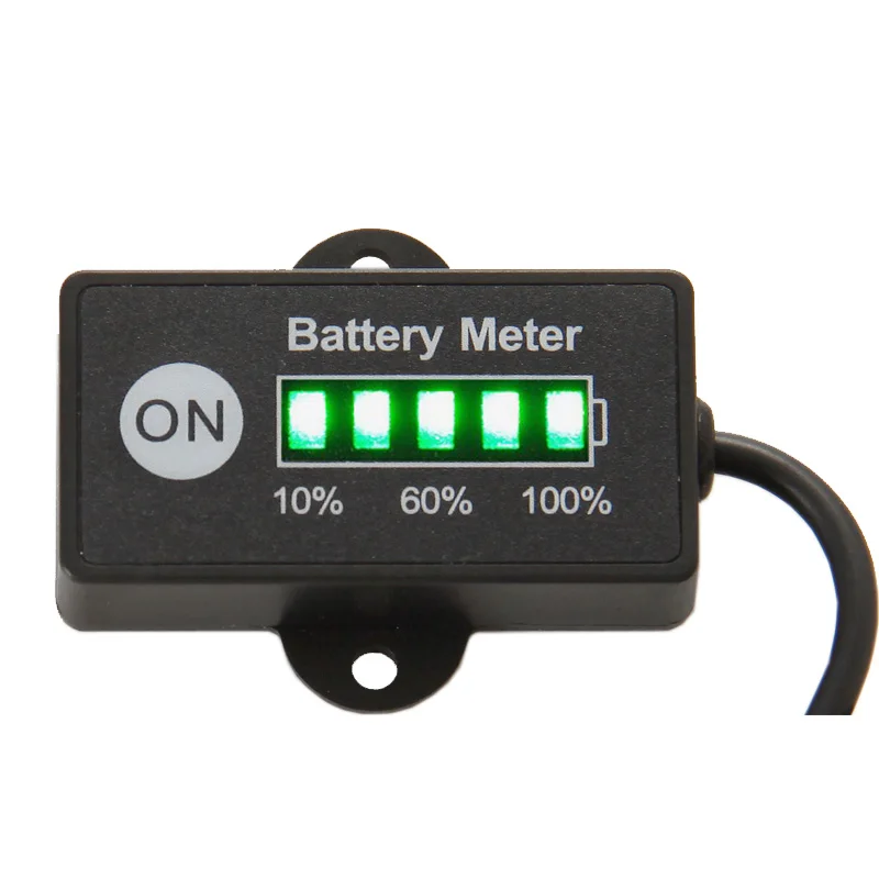 Mini Battery Meter Display LED 5 BAR Fuel Gauge Lead-Acid Battery Indicator 12/24V for Motorcycle Golf Carts Test Voltage of Bat