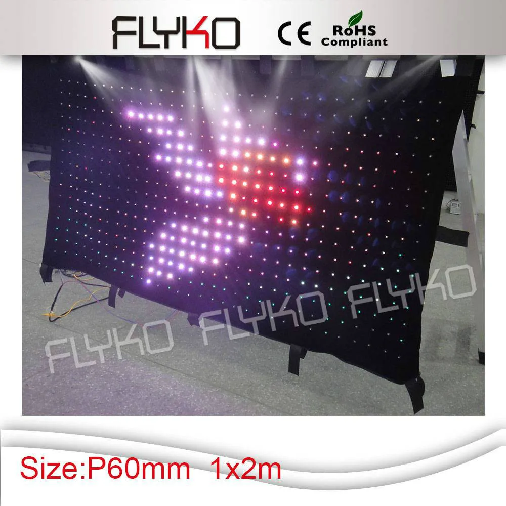 Free shipping 2M*1M P6  hot sale colourful effects led video Curtain