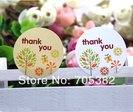 100pcs/lot New Thank You Sticker with Tree Design Seal Stickers for Gift (ss-01)