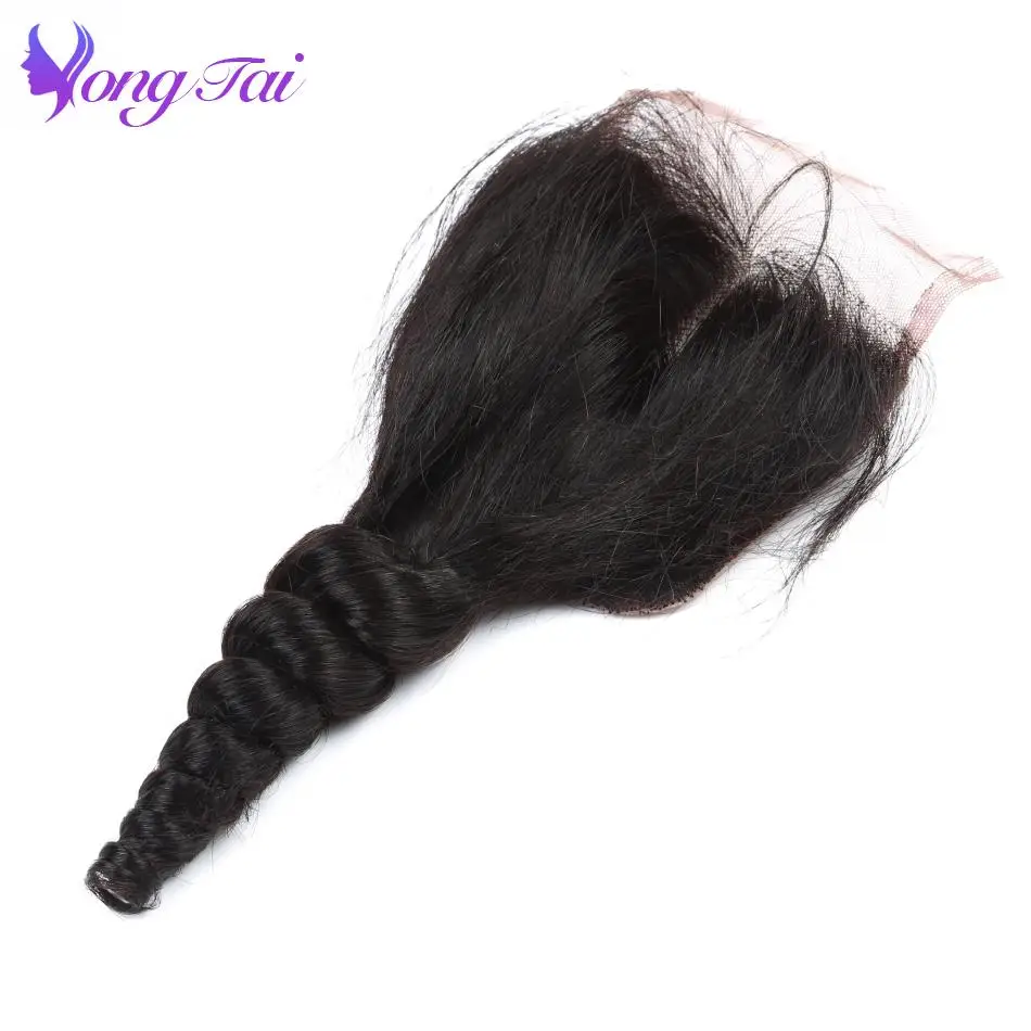 

YuYongtai hair Brazilian hair weave bundles with closure loose wave 3 bundles with 4*4 lace closure natural black free shipping