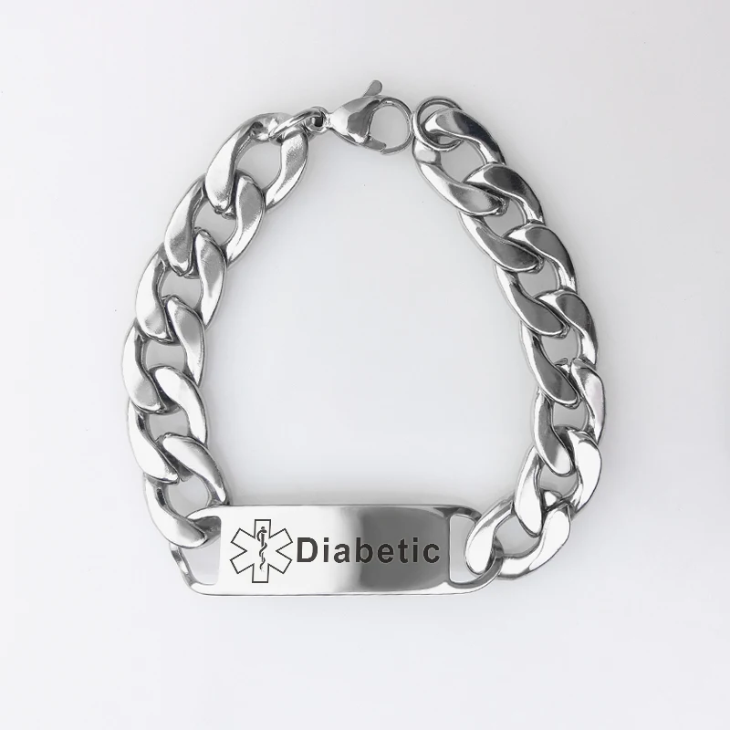 Engraving Diabetes Name Disease Medical Bracelet Men\'s Bracelet Jewelry