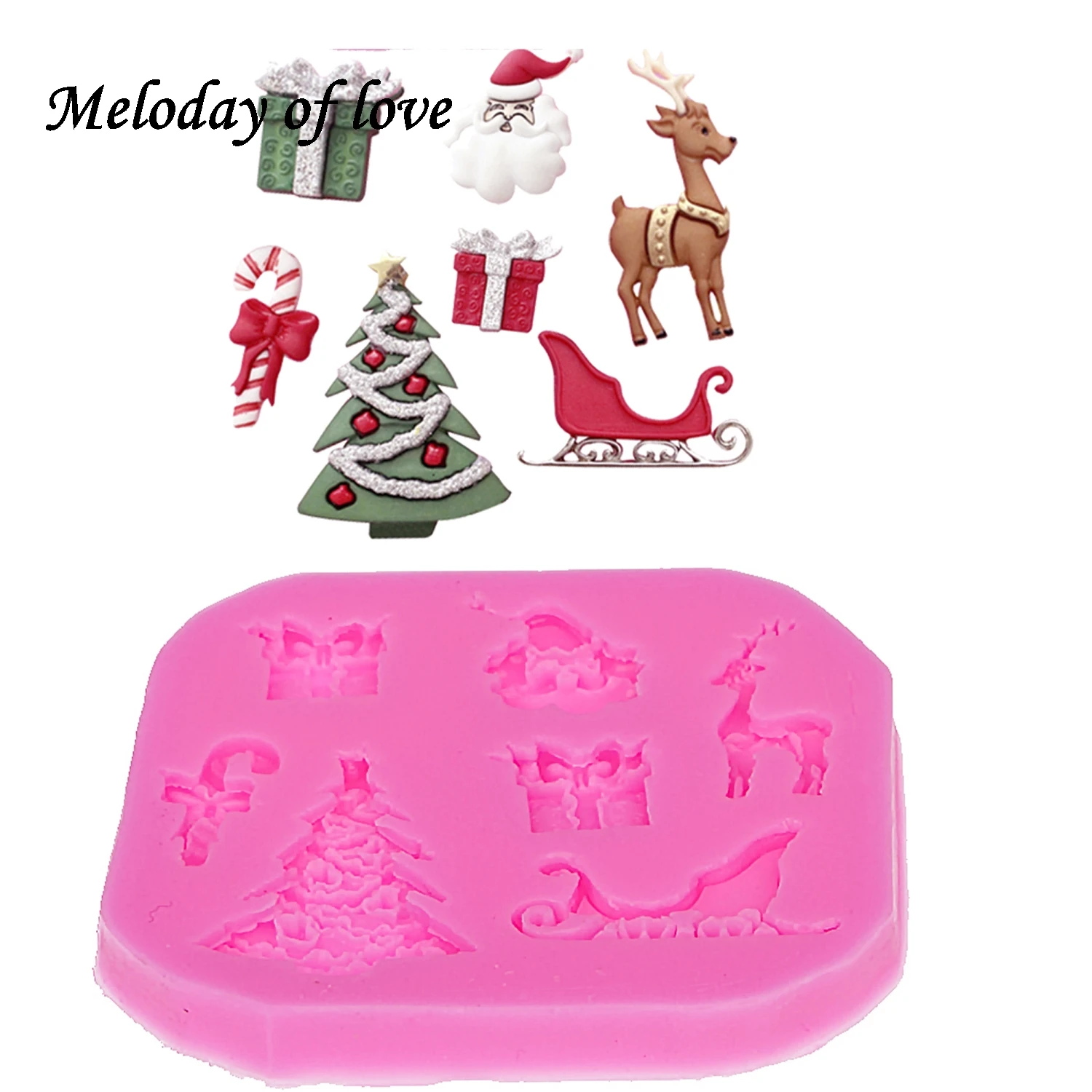 Moule à gâteau fondant en silicone, sapin de noël, cerf, père noël, outils de décoration, sucre artisanal, DIY, vente en gros, T0017