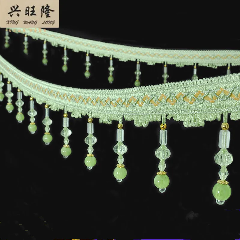 

XWL 12M/Lot Lantern Jade Beads Curtain Lace Trim DIY Sewing Sofa Decorative Lace Ribbon Tassel Fringe Curtain Accessories Decor