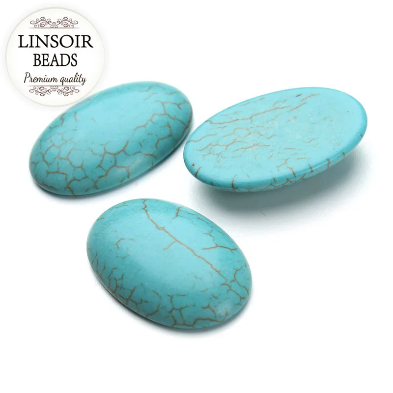 10pcs Oval Flat Back Domed Cabochons Beads 6*8/10*8/10*12/10*14/13*18/18*25mm Blue Turquoises Beads For DIY Jewelry Making F1403