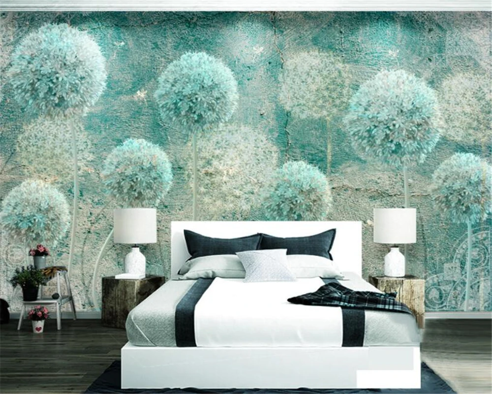 

beibehang Custom high-quality wallpaper mural European retro retro abstract dandelion background wall decorative 3d wallpaper