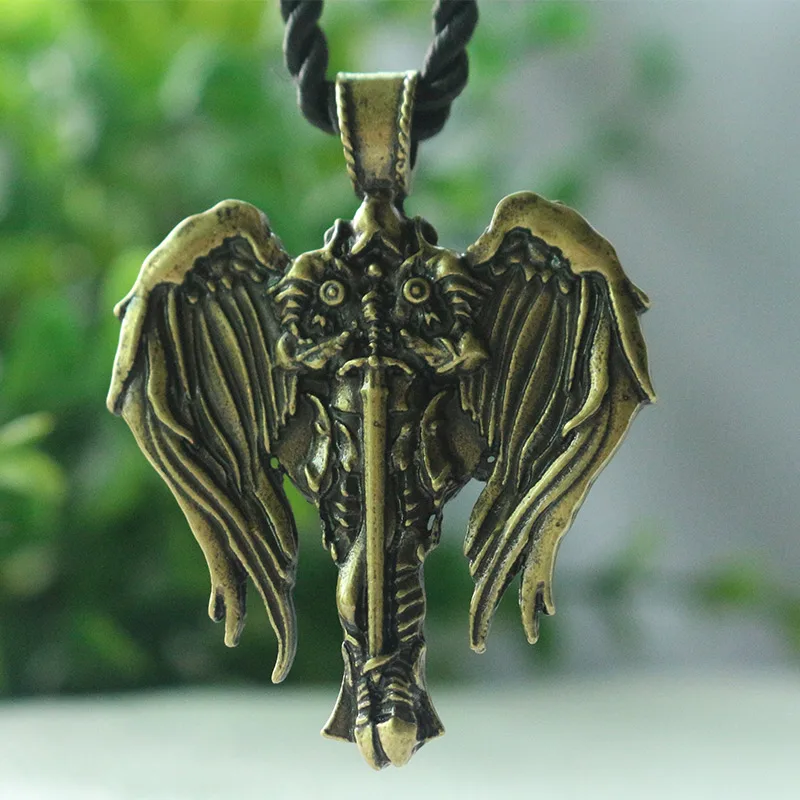 1pcs lanseis dropshipping Celt Cross men necklace Irish Cross With Angel Wings pendant Diablo Archangel protect talisman jewelry