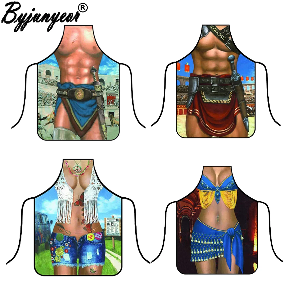 Funny Apron Decoration Muscle man Apron for Sanitary Cleaning Women Men Dinner Party Cooking Apron Kitchen Accessories CWQ270