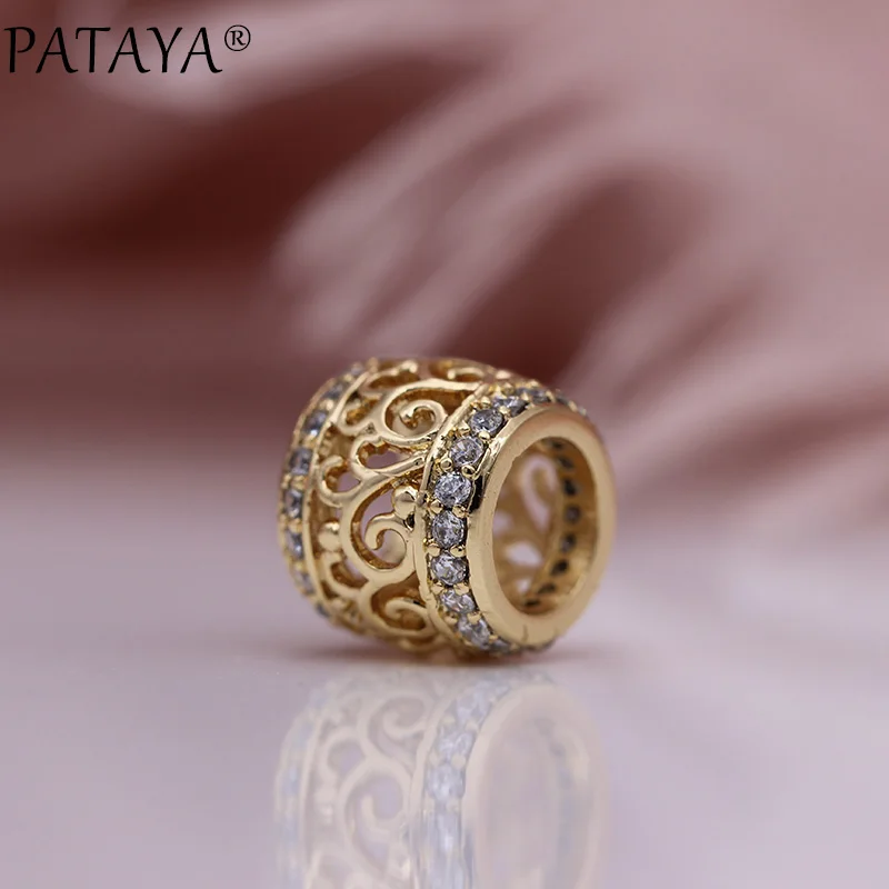 PATAYA New Round Long Necklaces Micro-wax Inlay Natural Zircon Luxury Hollow Pendants 585 Rose Gold Color Women Fashion Jewelry