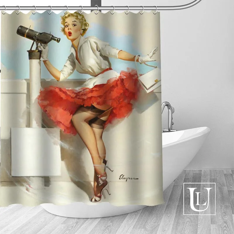 Big Sale New Custom Pin-up Girl Shower Curtain With Hooks Bathroom Waterproof Polyester Fabric DIY Your Shower Curtain