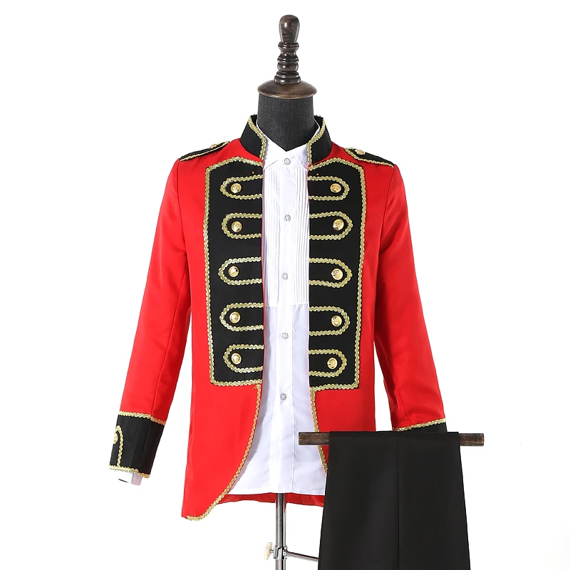 

European-style red black-fronted palace court costume men's army dress performance clothing men's red Prince dress