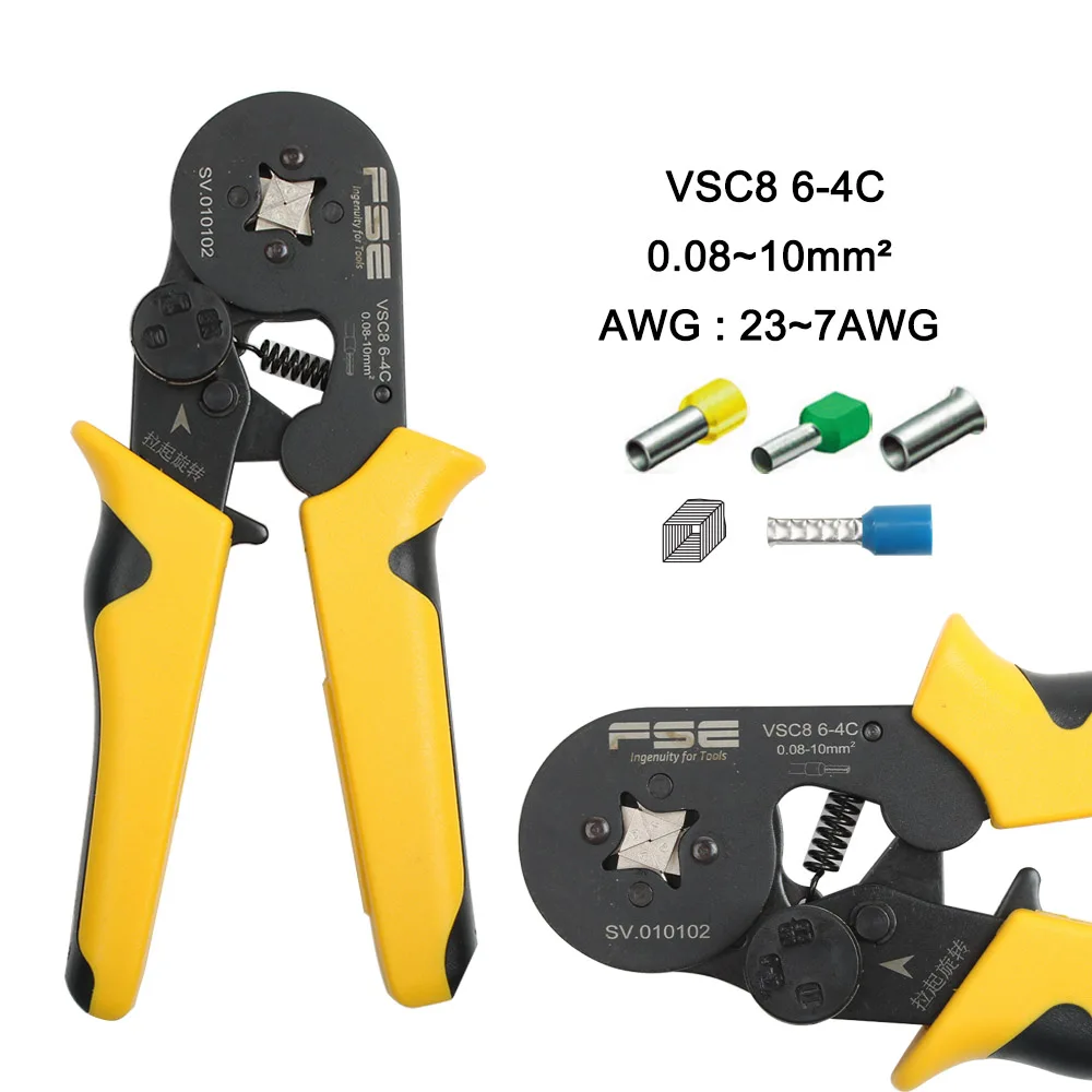 VSC8 6-4A VSC9 10-6A VSC10 16-4A 0.08-10MM2 AWG 23-7 Crimpping pliers Crimpper for Tube Bootlace Terminal Crimping Hand Tool