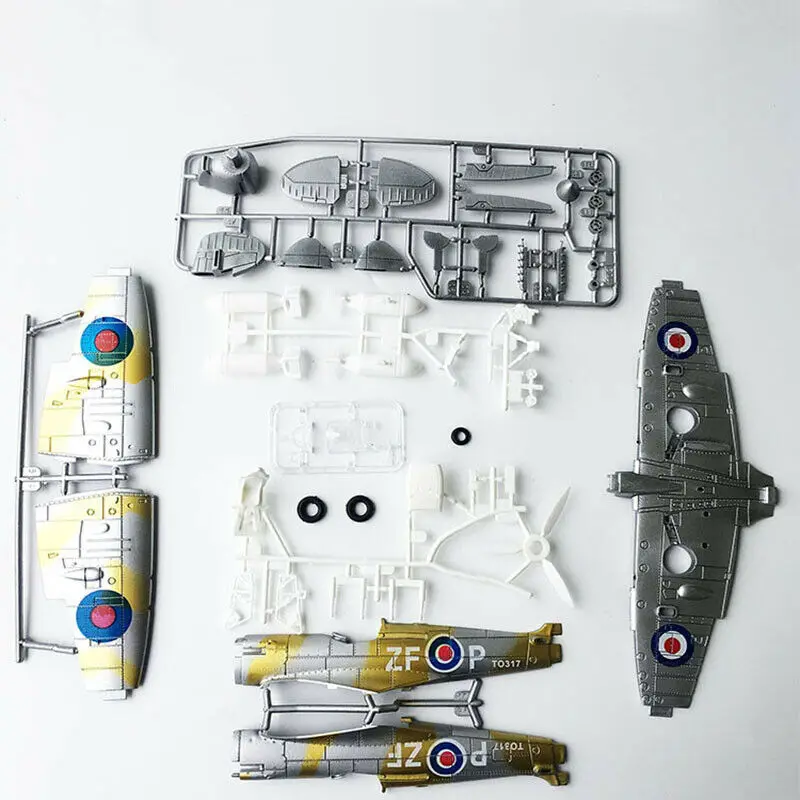 1/48 World War Britain Spitfire Fighter Assembly Model Toy Puzzles Plane Beautiful Painted Random Color