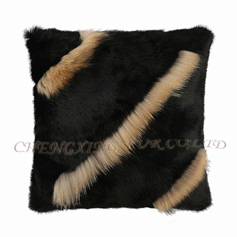 FREE SHIPPING CX-D-102 50x50cm Wedding Decorative Patchwork Genuine Rabbit Fur Sofa Cushion Cover