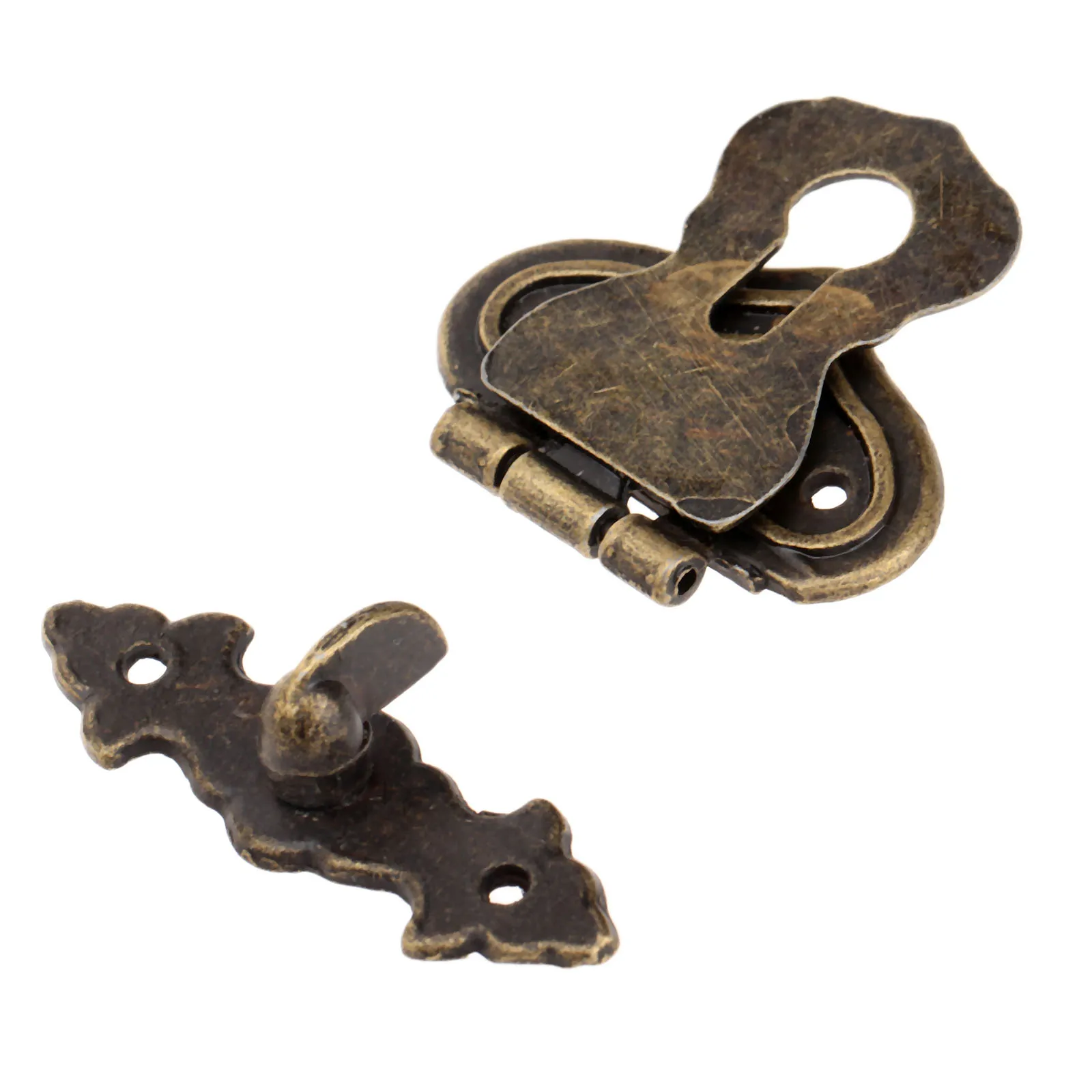 1Pc 63x47mm Antique Metal Lock Decorative Hasps Hook Gift Wooden Jewelry Box Padlock With Screws Vintage Furniture Hardware