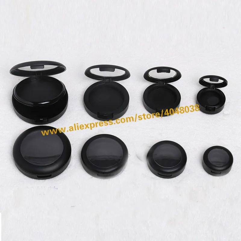 30pcs/lot 36mm Black Empty Plastic Eyeshadow Powder Compact, 44mm Elegant High Class Blusher Container, Professional Makeup Tool