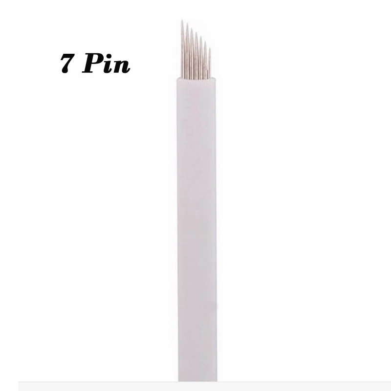 

100PCS 7 needle eyebrow tattoo blades semipermanent 3d microblading permanent-makeup microblading needles 7 pins