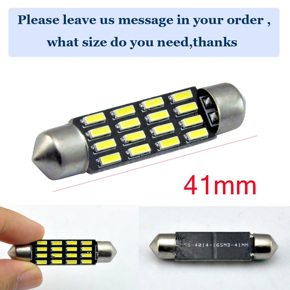 36mm 39mm 41mm C5W C10W 16 SMD 4014 LED Festoon Light Auto Interior Dome lamp Car Reading Bulb 12V