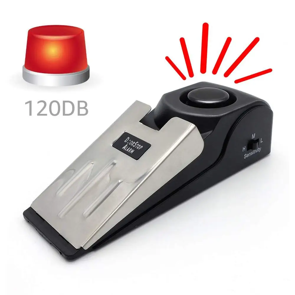 120dB Door Stop Alarm Person Security Supplies for Hotel Home Apartment DC 9V Battery( not Inclided)