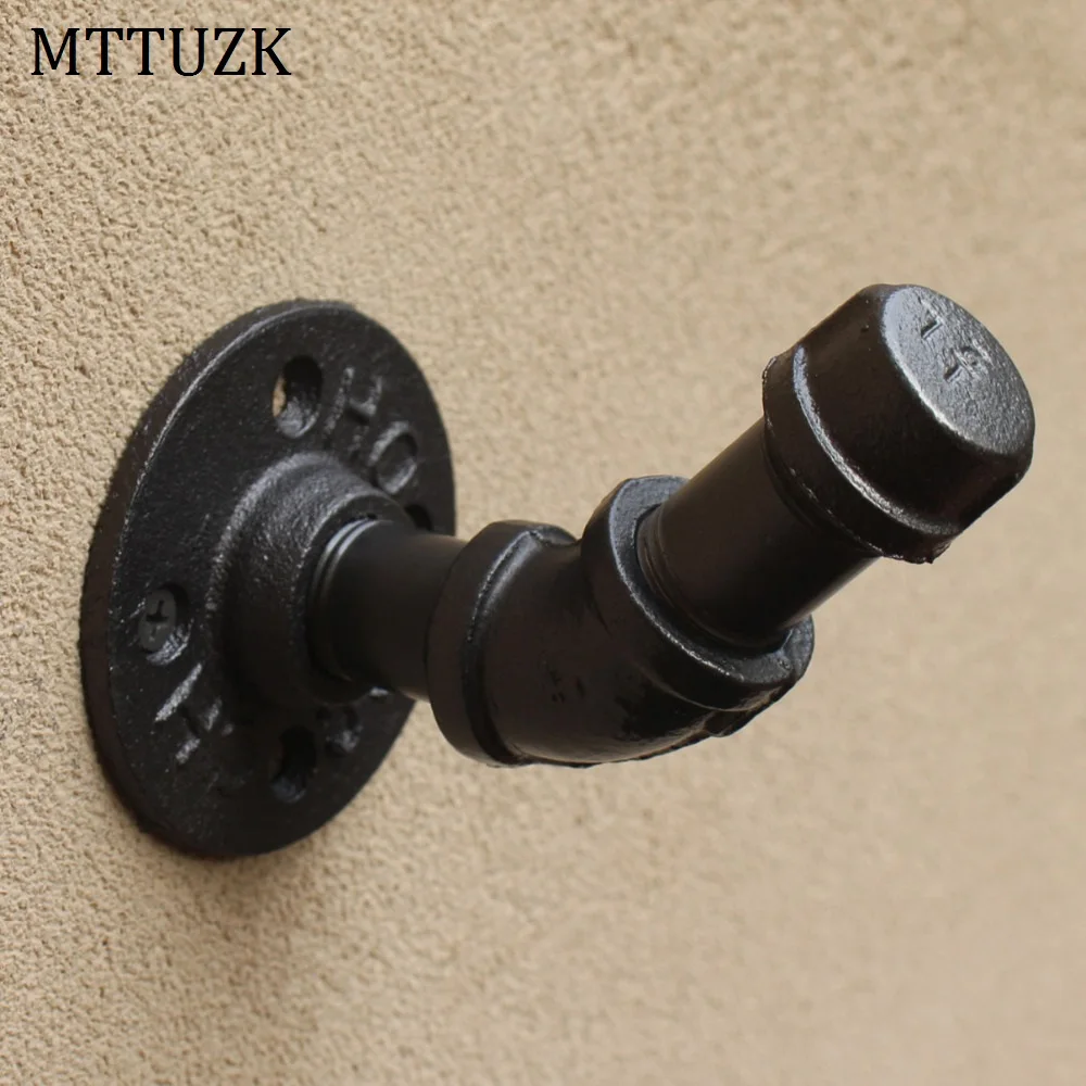 

MTTUZK Industrial wall mounted Cast iron pipe coat towel robe hook hanger retro urban rustic home bar cafe restaurant decor