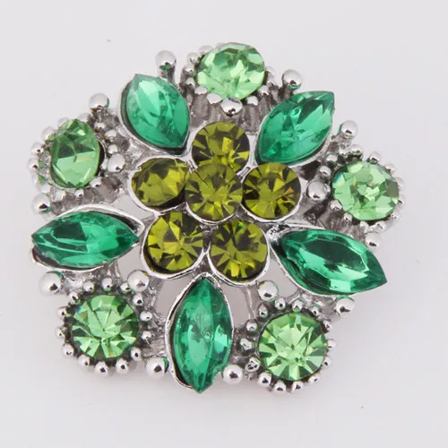 Hot KZ1168 Charm Flower Rhinestone Fashion 18mm snap buttons fit DIY snaps bracelets necklaces jewelry wholesale trendy women