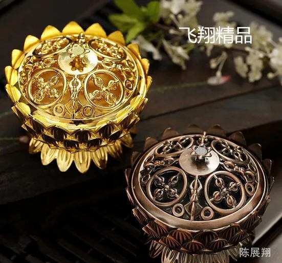 Copper Lotus Incense Burner Alloy Mini Tibetan Incense Burner Sandalwood Censer Home Decor